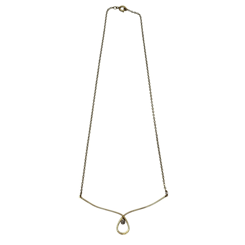 Vintage Avon Gold Filled Diamond Chip Wishbone‎ Loop Bar Necklace 
 Minimalist
